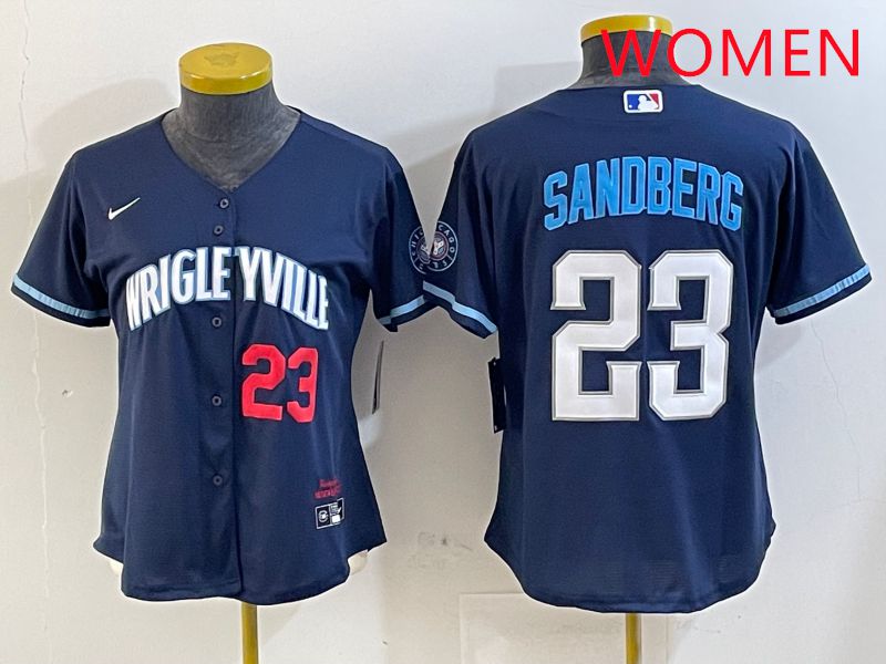Women Chicago Cubs #23 Sandberg Blue City Edition Game 2025 Nike MLB Jersey style 6